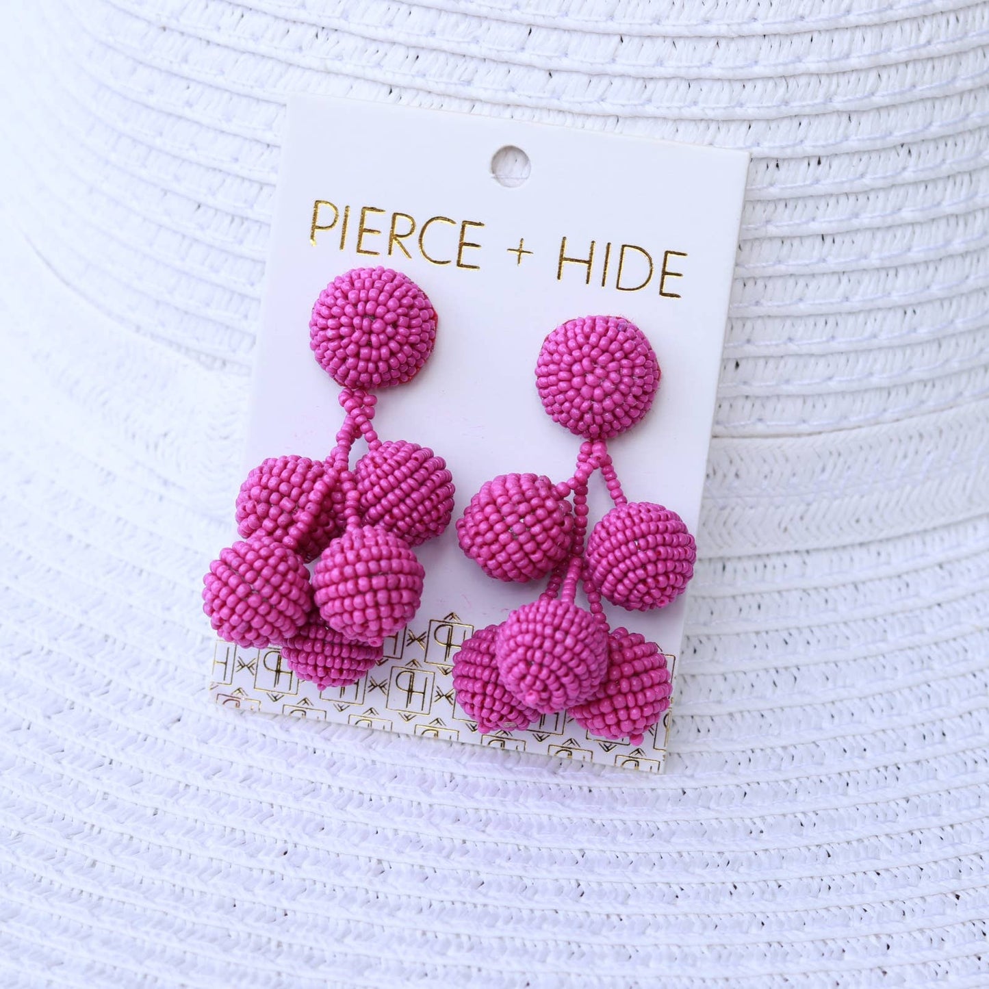 Custom Fuchsia Beaded Bauble Drop Earring