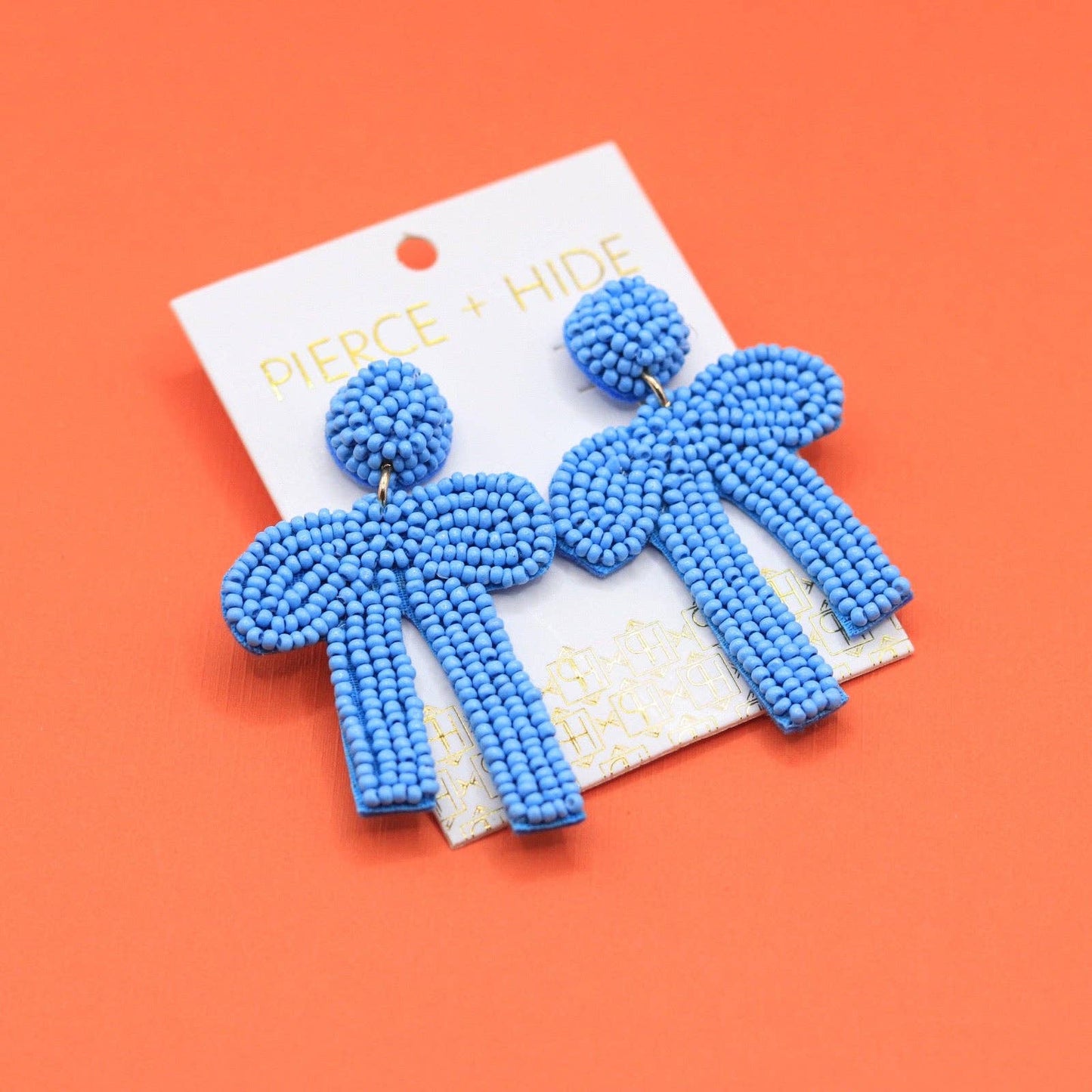 Custom Carolina Blue Beaded Bow Earrings| Gameday|