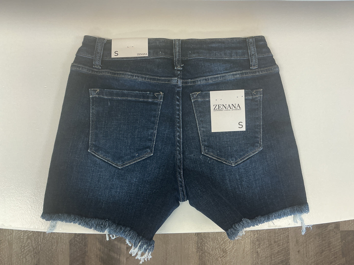 Dark Wash Frayed Denim Zenana Shorts
