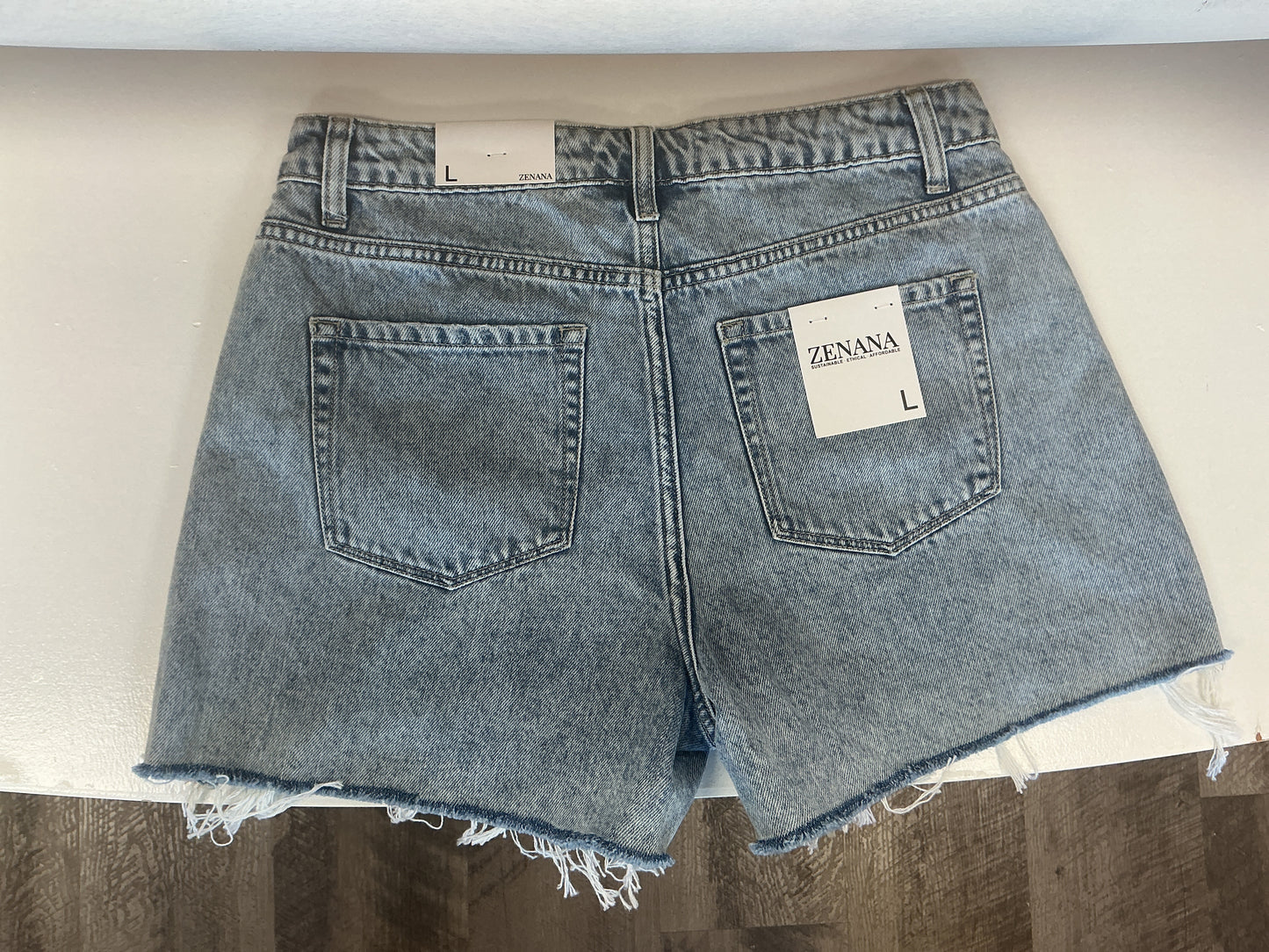 Light Washed Distressed Denim Zenana Shorts