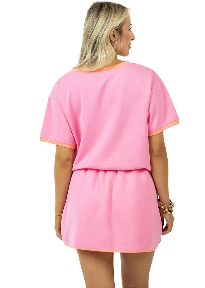 Pink and Orange Scuba Skort Set w/ trim