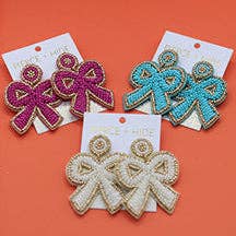 Custom Fuchsia Statement Bow Earrings | Bow Drop