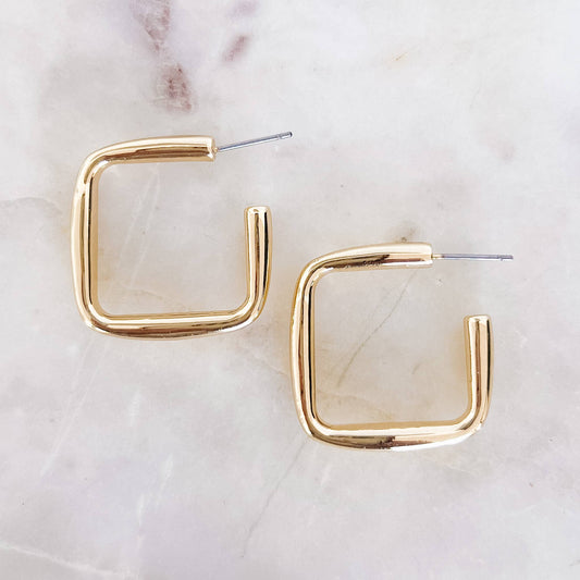 Gold Square Hoop (Medium)