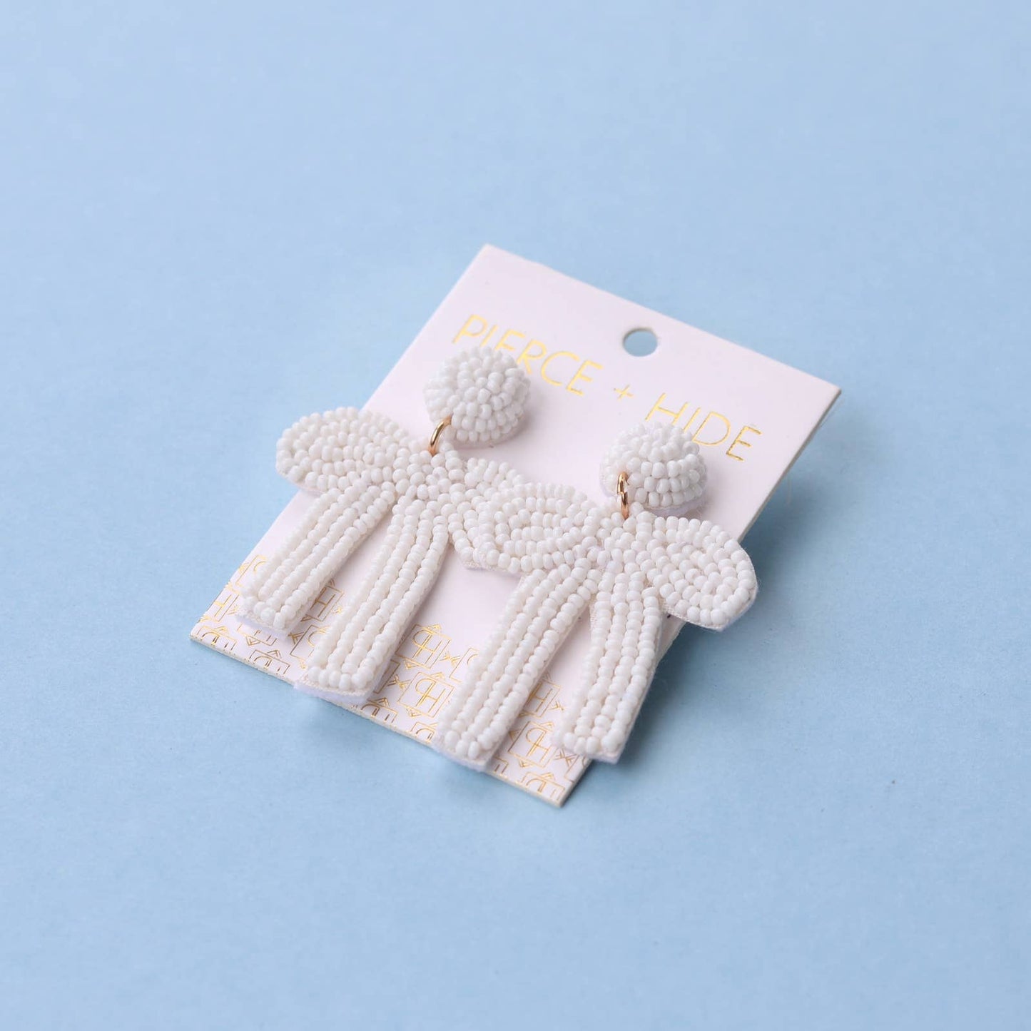 Custom White Beaded Bow Earrings | Bow Drop