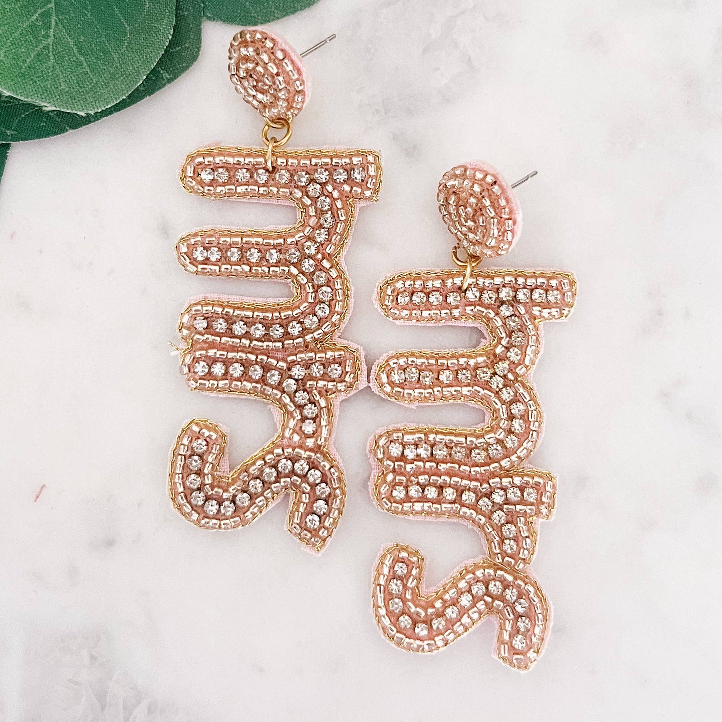 MRS Bride Earrings (Light Pink)