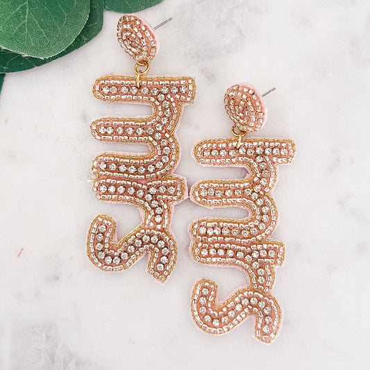 MRS Bride Earrings (Light Pink)