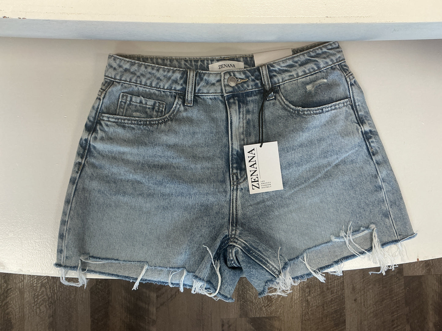 Light Washed Distressed Denim Zenana Shorts