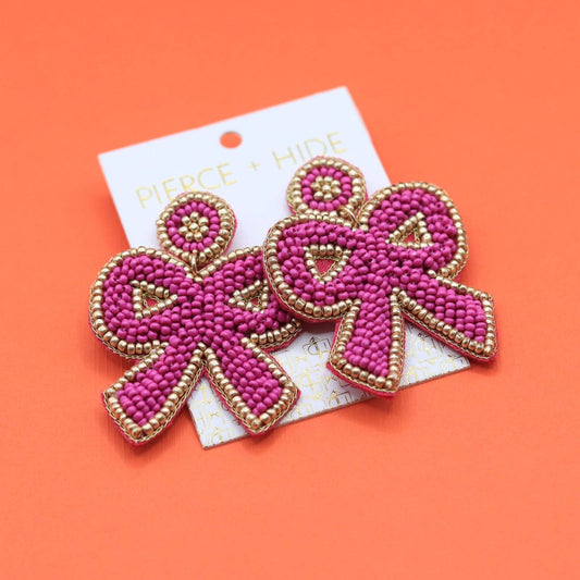 Custom Fuchsia Statement Bow Earrings | Bow Drop