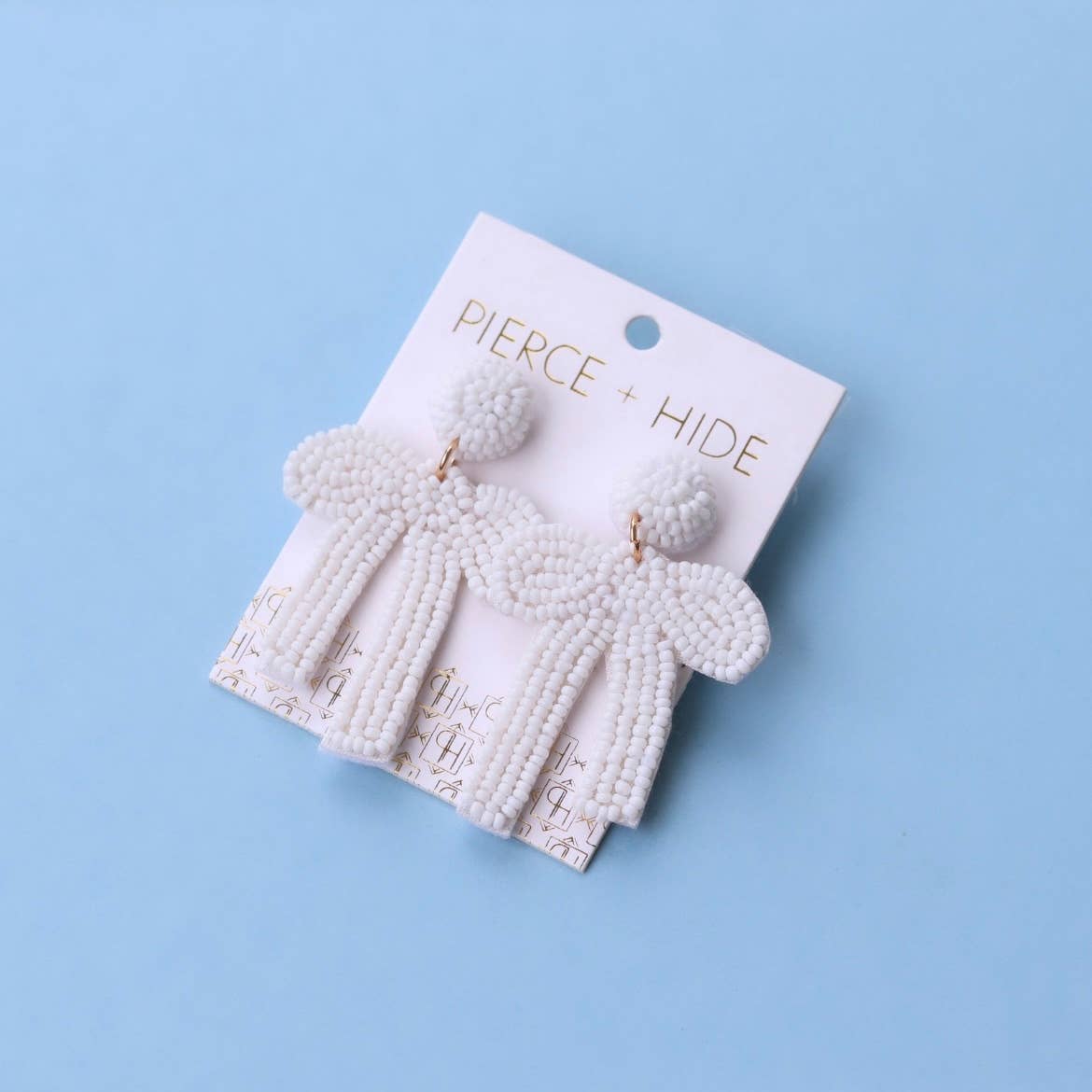 Custom White Beaded Bow Earrings | Bow Drop