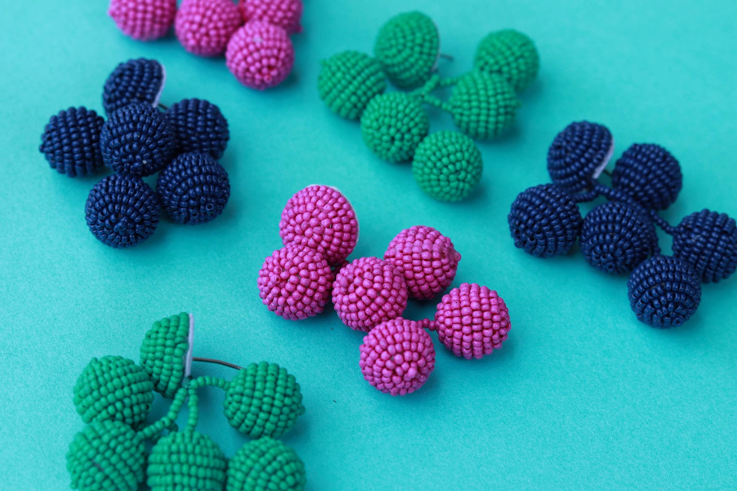 Custom Fuchsia Beaded Bauble Drop Earring
