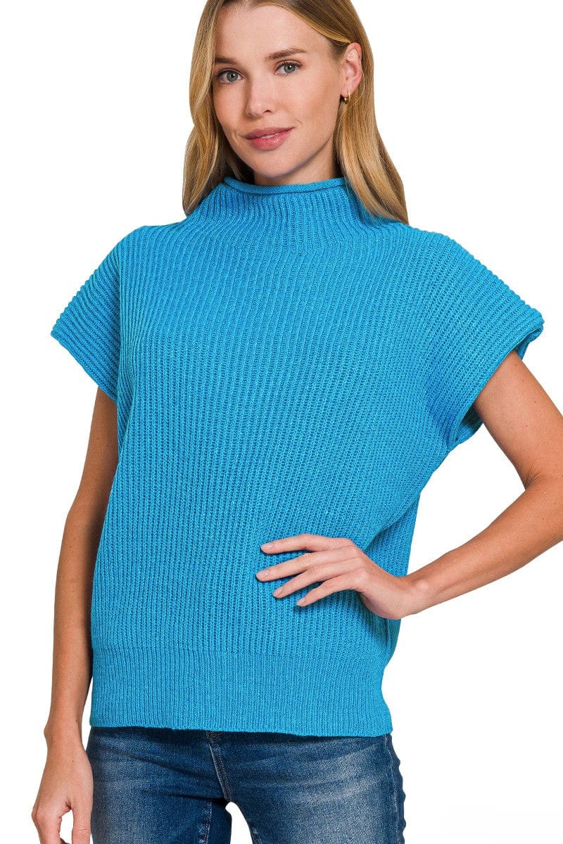 Mock Neck Boxy Zenana Sweater Top