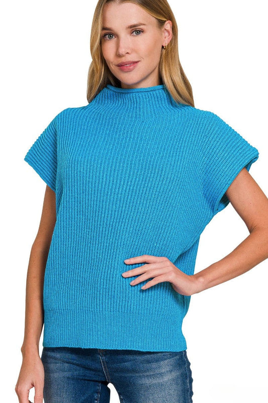 Mock Neck Boxy Zenana Sweater Top