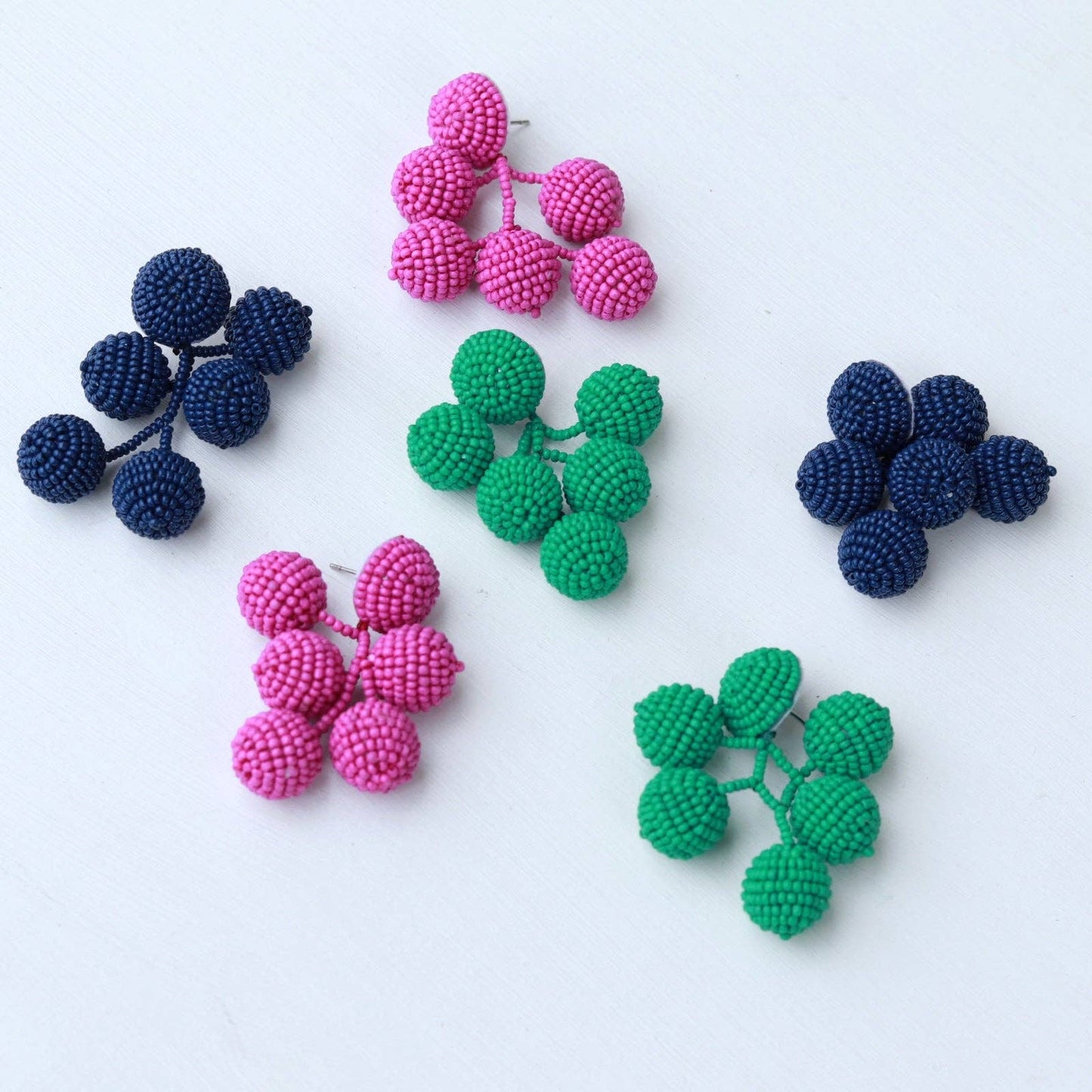 Custom Fuchsia Beaded Bauble Drop Earring