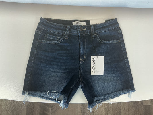 Dark Wash Frayed Denim Zenana Shorts