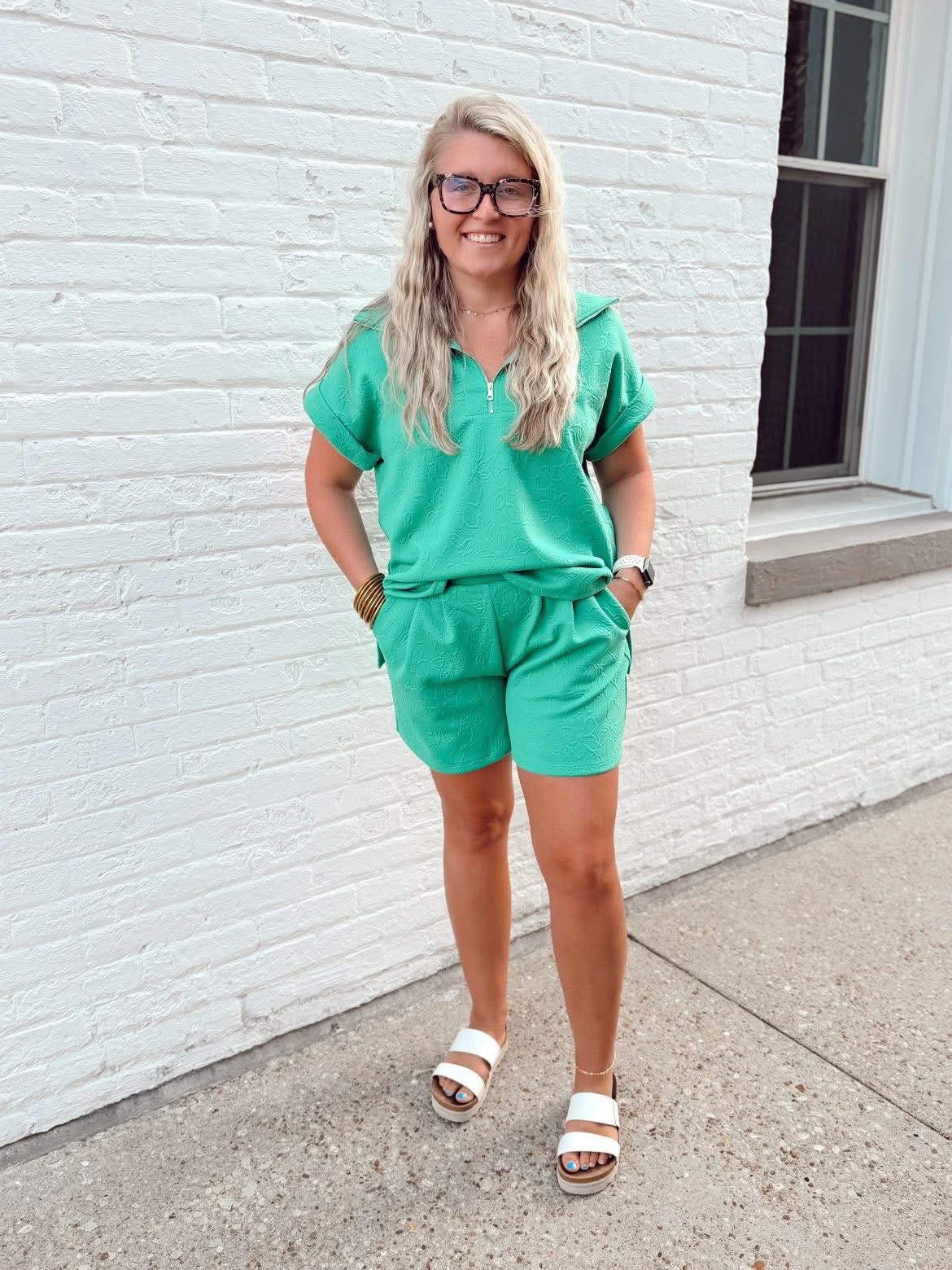 2-Piece Dolman Sleeve Top + Pleated Shorts Set