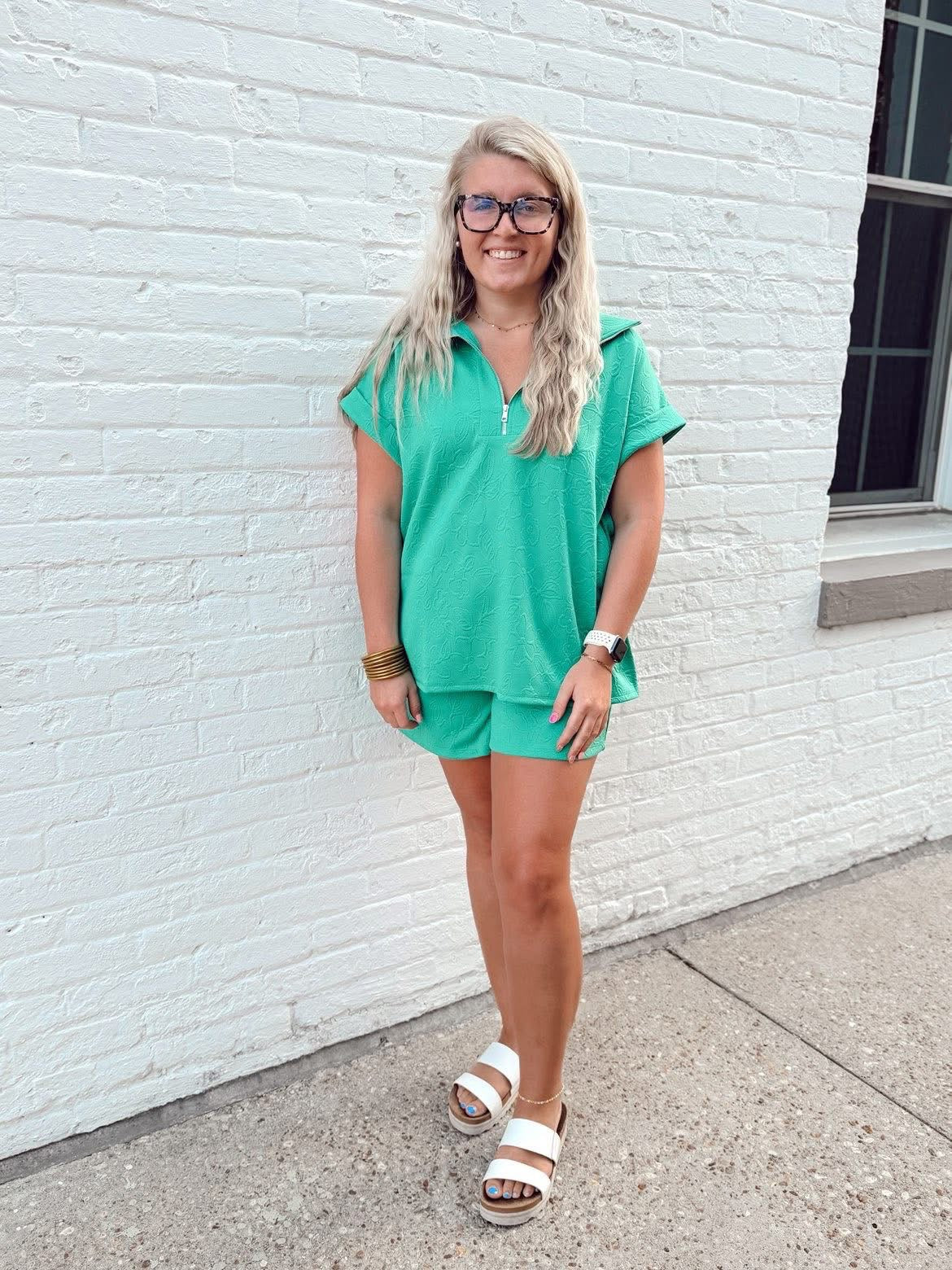 2-Piece Dolman Sleeve Top + Pleated Shorts Set