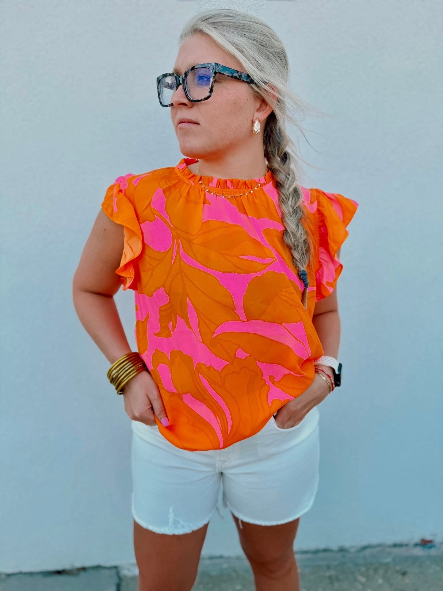 Mexia Floral Dorie Ruffle Blouse