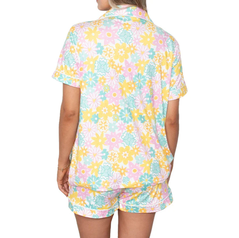 Spring Flowers Pajama Shorts Set