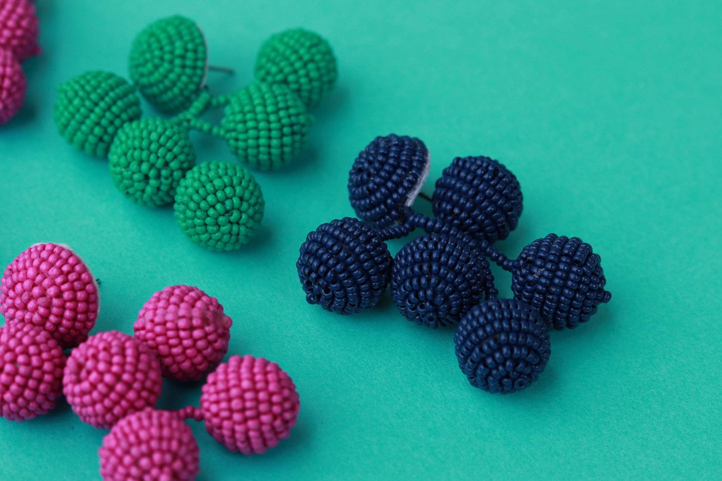 Custom Fuchsia Beaded Bauble Drop Earring
