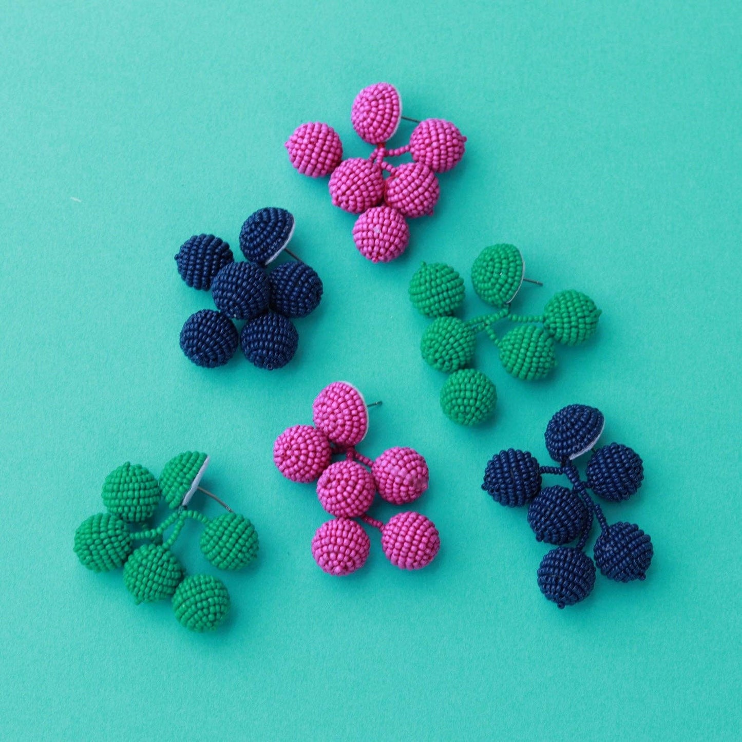 Custom Fuchsia Beaded Bauble Drop Earring