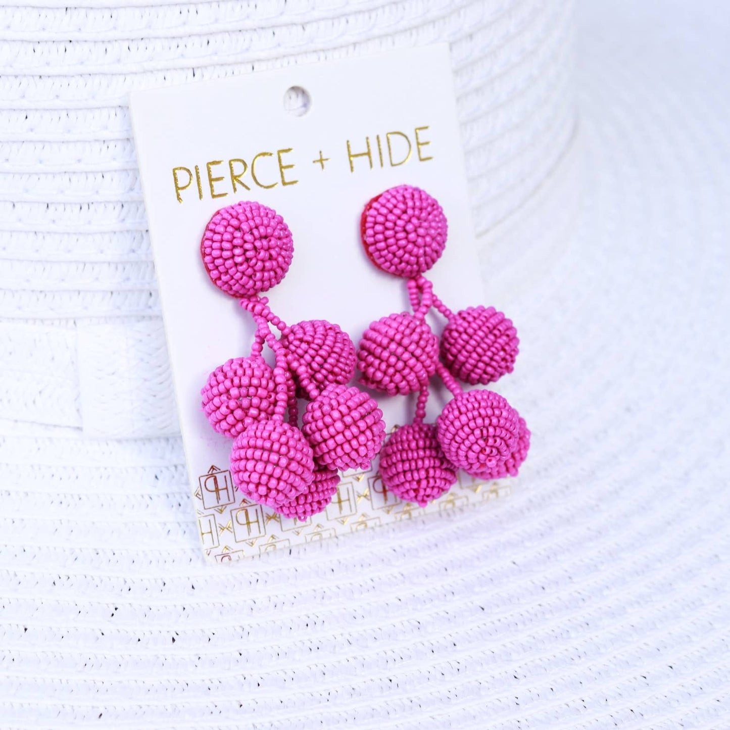 Custom Fuchsia Beaded Bauble Drop Earring