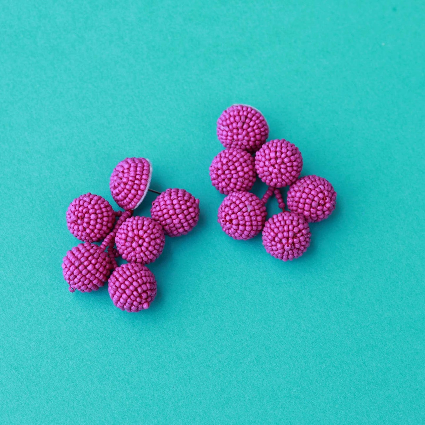 Custom Fuchsia Beaded Bauble Drop Earring