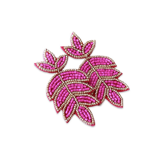Custom Fuchsia Fleur De Lis Earrings | Leaf Drop